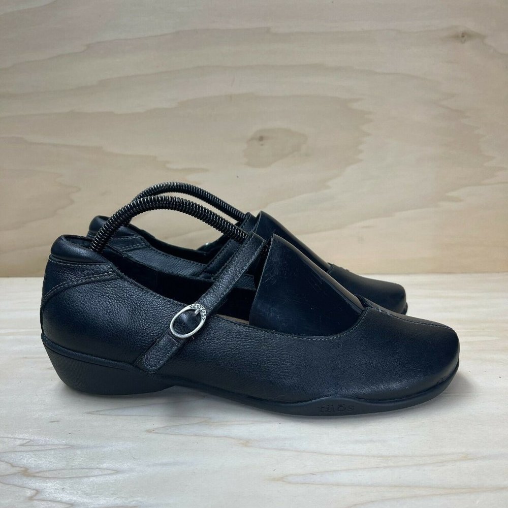 Toas Womens Ta-Dah TAD-13562 Leather Buckle Black Flat Mary Jane Shoes Size 10W